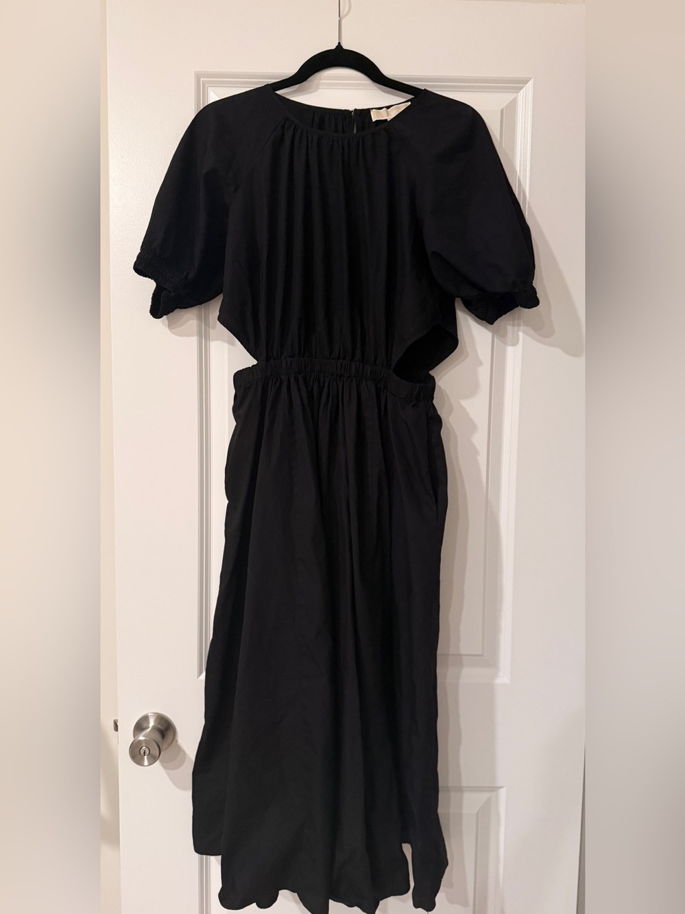 MICHAEL Michael Kors Black Midi Dress with Puff Sleeves